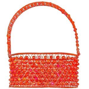 Beautiful beaded basket, red adorable home table accent